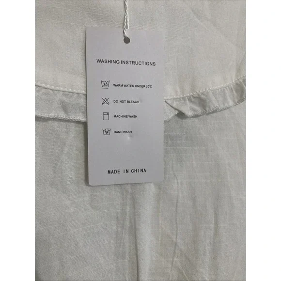 Zesica Women's White Tie Front Hidden Button Wide Collar Long Sleeve Top - SZ S - Picture 6 of 12